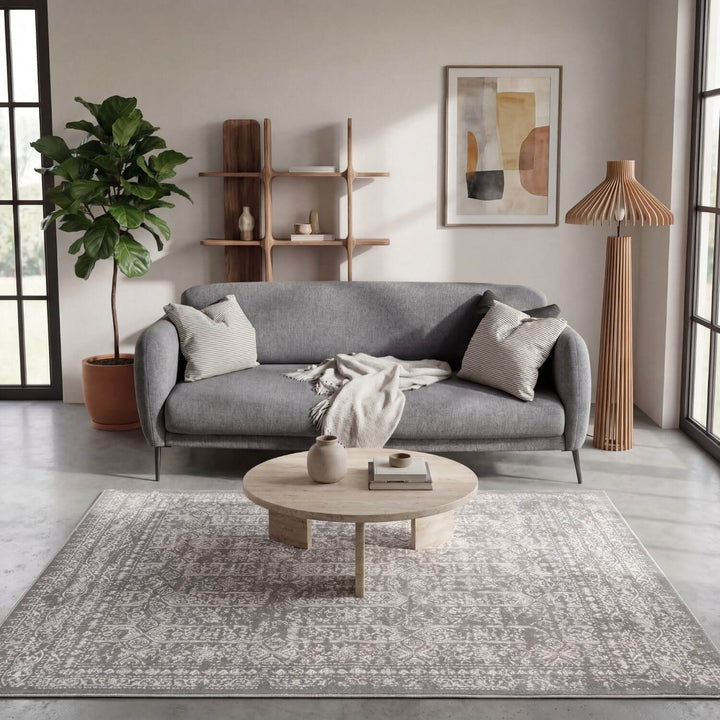 Living Room Rug Vintage Design In Grey