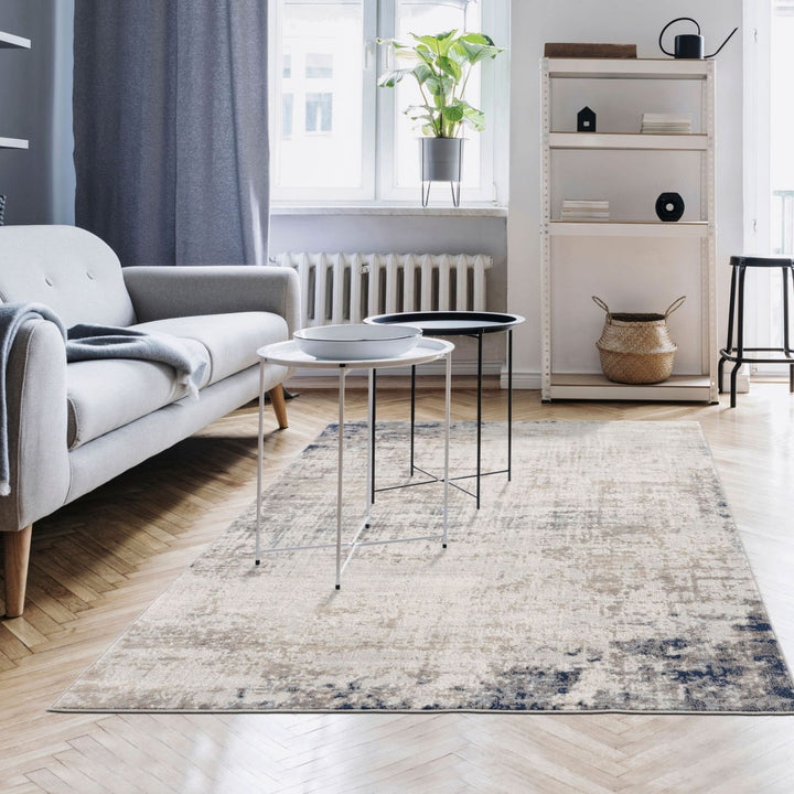 Montana Brown & Navy color Rug, Scandinavian block design