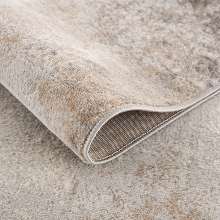 Abstract Design Living Room Rug in Brown has a deep soft