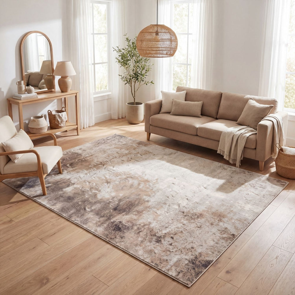 Cream Beige Rug, Abstract Pattern, Stain-resistant, Anti-shed.