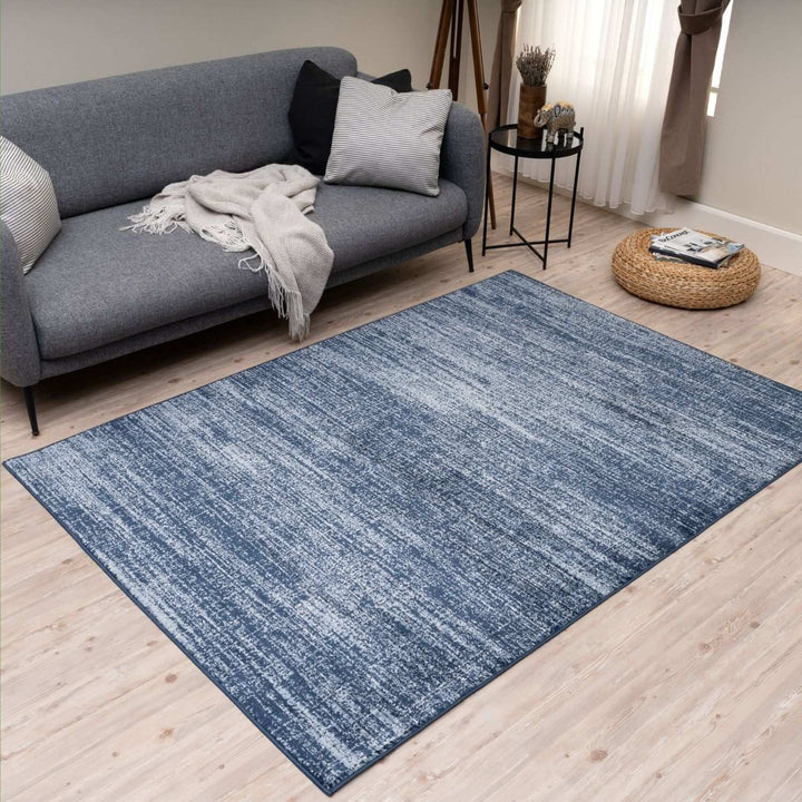 Blue colour rug, Non-shedding, stain-resistant, and pet-friendly.