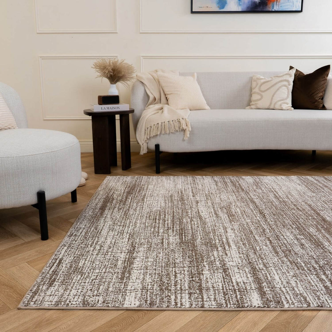Montana Abstract Brown Rug non-shedding, easy to clean, eco-friendly | The Rugs