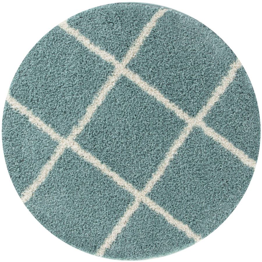 The Rugs Area Rug - Modern Luxury Shaggy Rug Geometric Duck Egg Blue