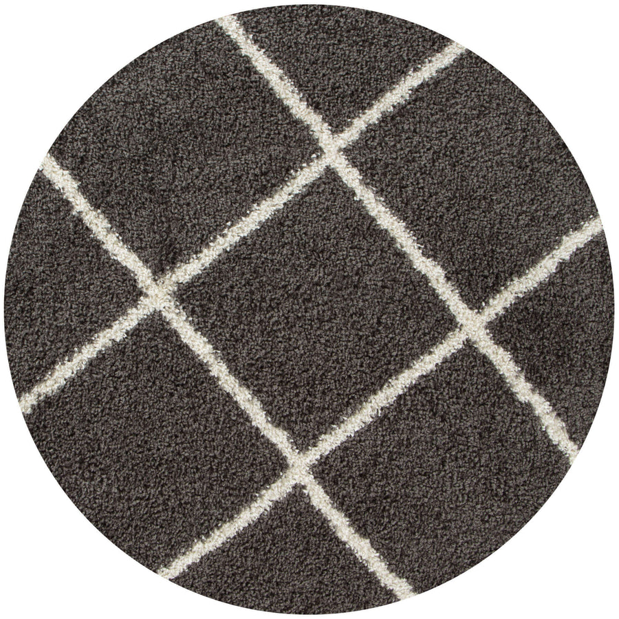 The Rugs Area Rug - Modern Luxury Shaggy Rug Geometric Dark Grey