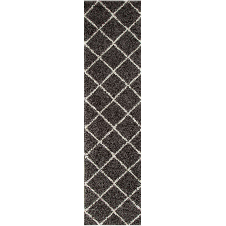 The Rugs Area Rug - Modern Luxury Shaggy Rug Geometric Dark Grey