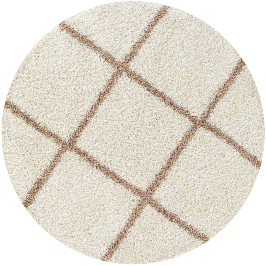 The Rugs Area Rug - Modern Luxury Shaggy Rug Geometric Ivory