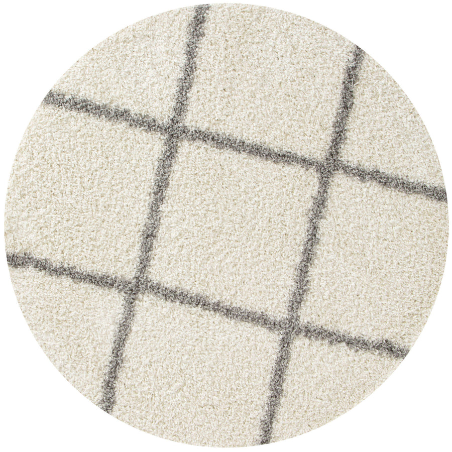 The Rugs Area Rug - Modern Luxury Shaggy Rug Geometric Ivory & White