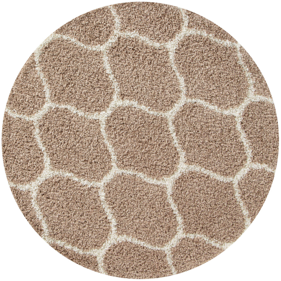 The Rugs Area Rug - Modern Luxury Shaggy Rug Trellis Beige