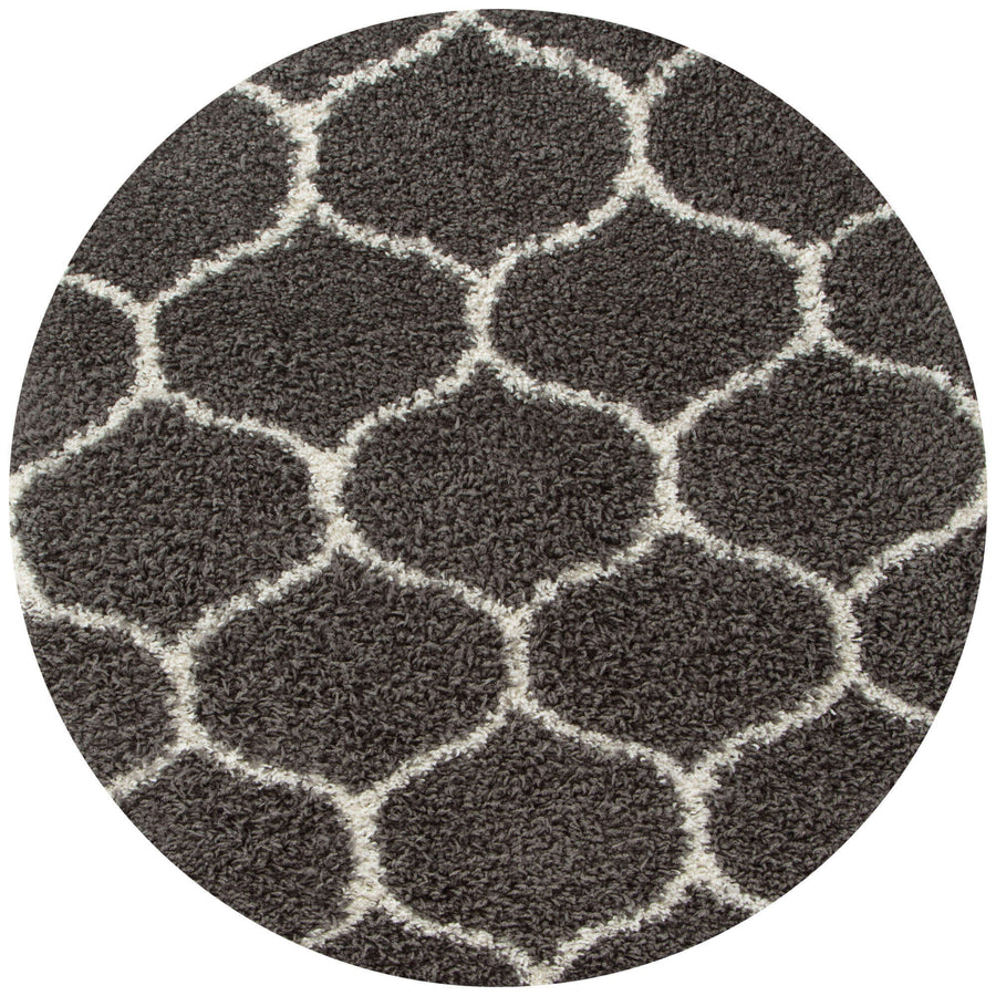 The Rugs Area Rug - Modern Luxury Shaggy Rug Trellis Dark Grey