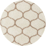 The Rugs Area Rug - Modern Luxury Shaggy Rug Trellis Ivory & Beige