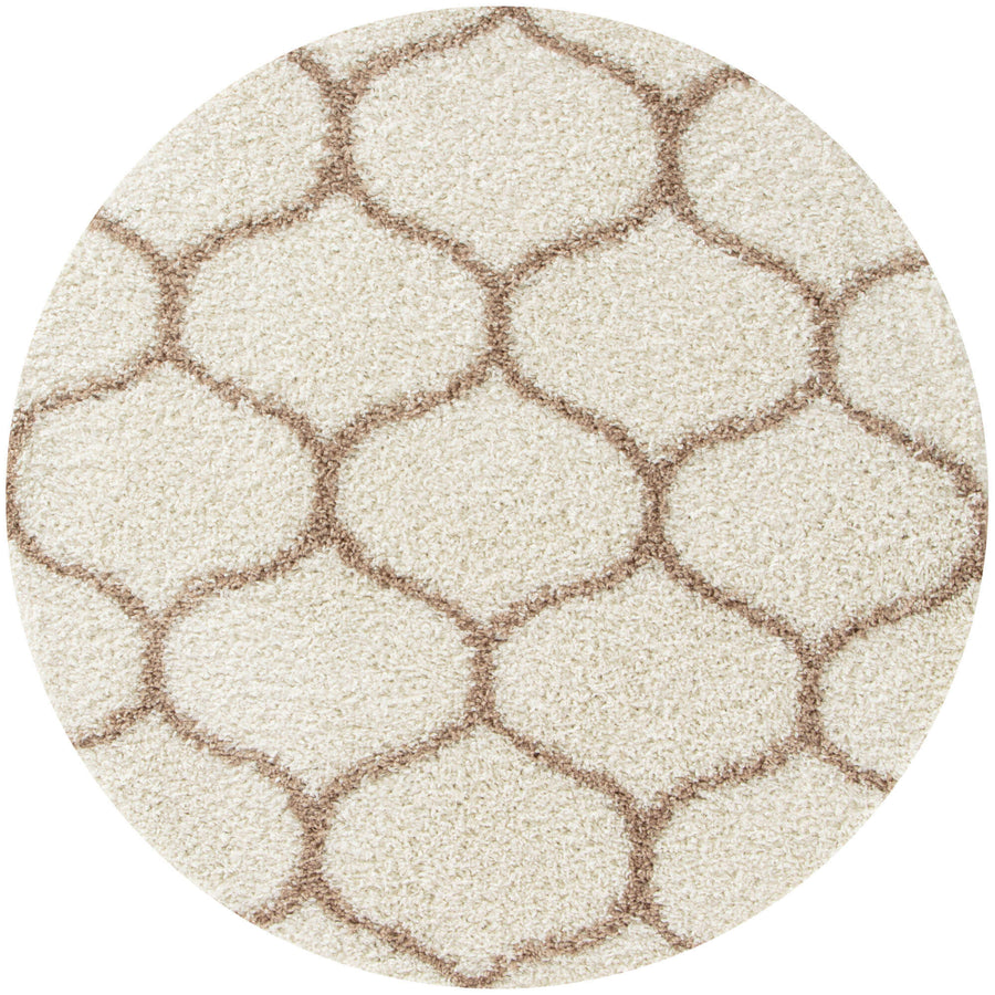 The Rugs Area Rug - Modern Luxury Shaggy Rug Trellis Ivory & Beige