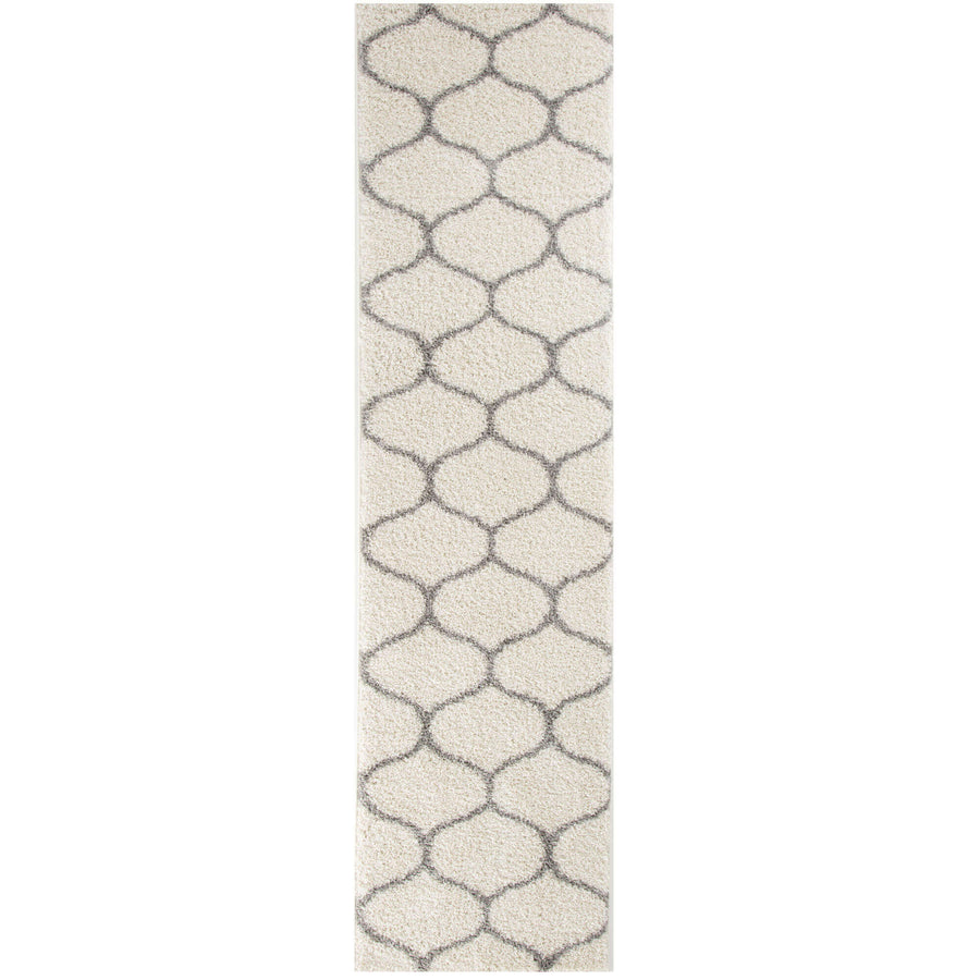 The Rugs Area Rug - Modern Luxury Shaggy Rug Trellis Ivory