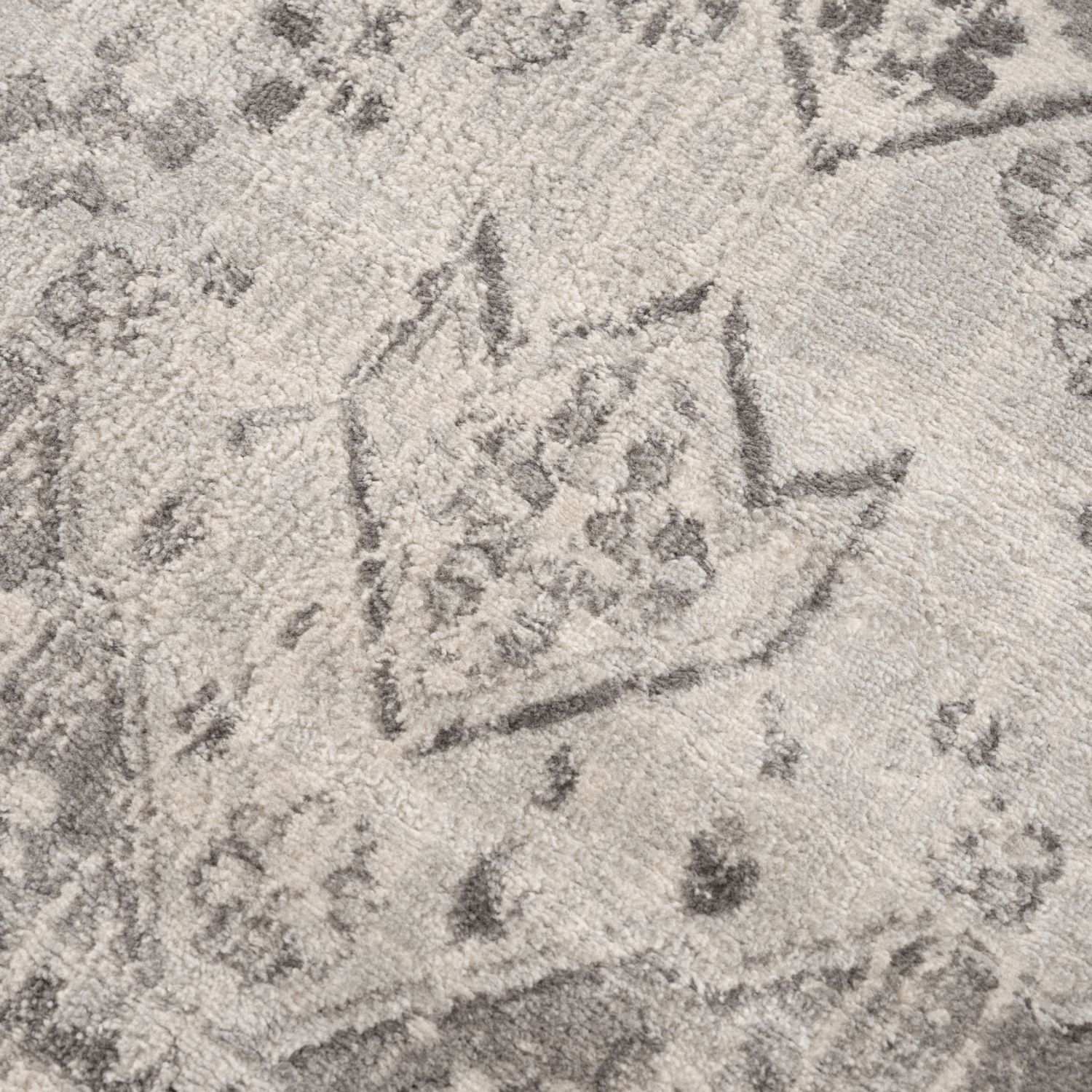 Living Room Medallion Design Grey Rug