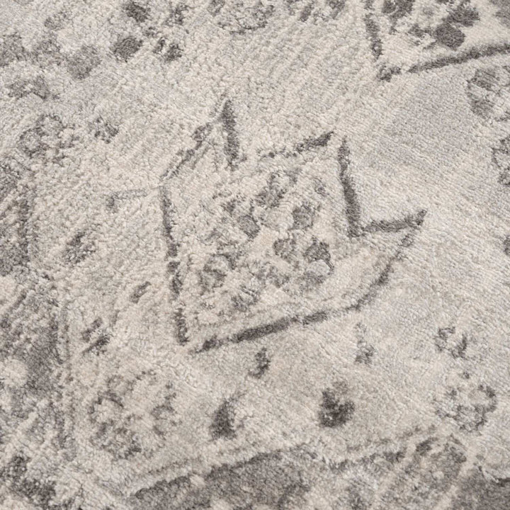 Living Room Medallion Design Grey Rug