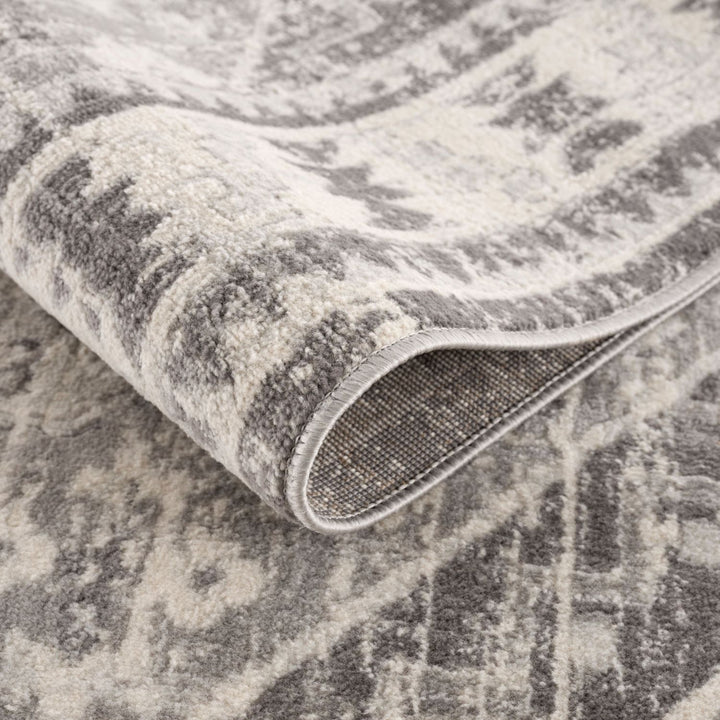 Living Room Medallion Design Grey Rug