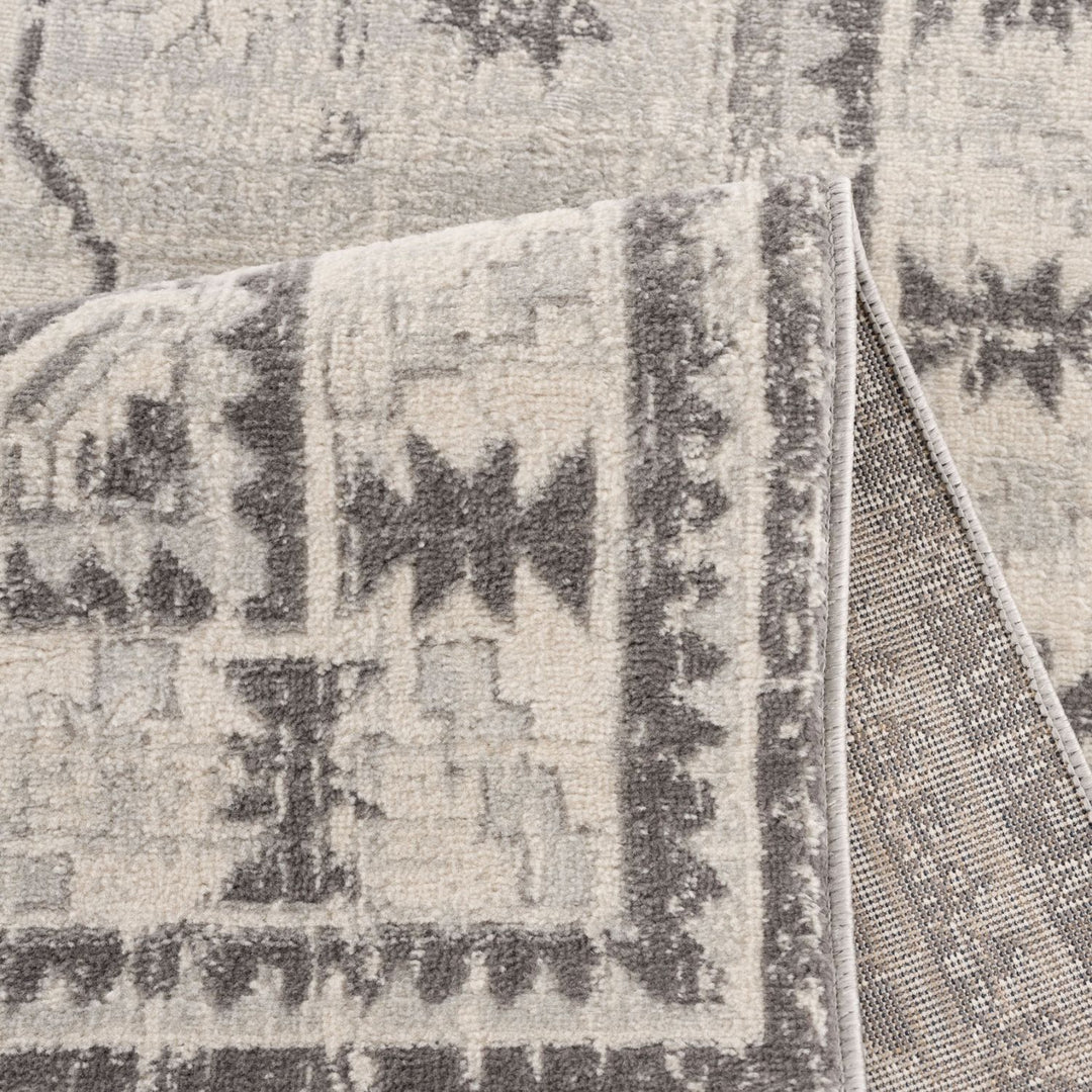 Living Room Medallion Design Grey Rug