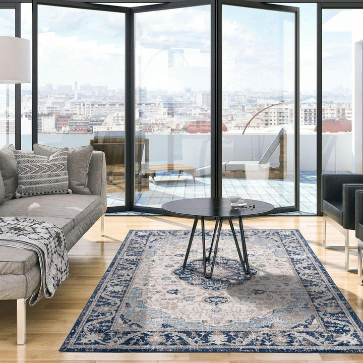 Living Room Oriental Rug in Blue