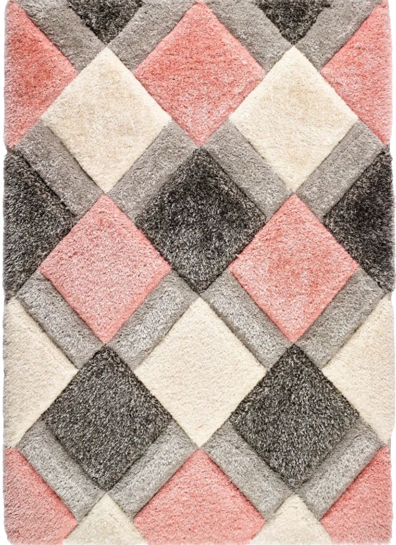 The Rugs 3D Geo Carved Rug Pink - Stylish Quality Comfort