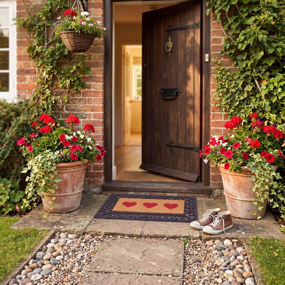 Customizable Coir Design hearts design doormat
