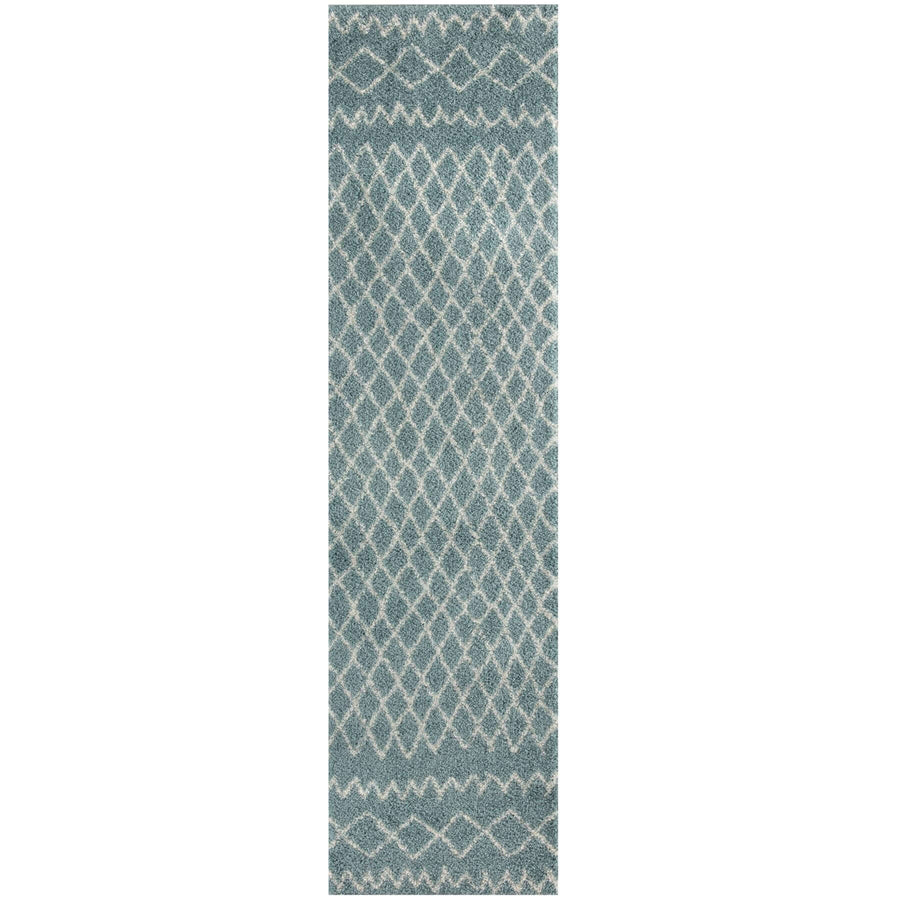 The Rugs Area Rug - Modern Luxury Shaggy Rug Diamond Duck Egg Blue