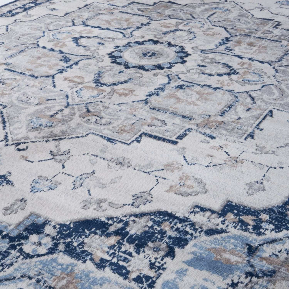Living Room Rug Moroccan Design In Blue