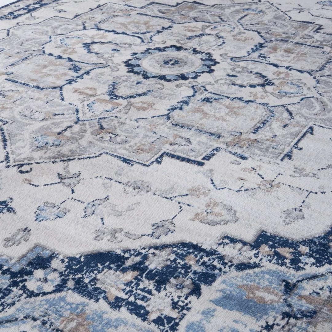 Living Room Rug Moroccan Design In Blue