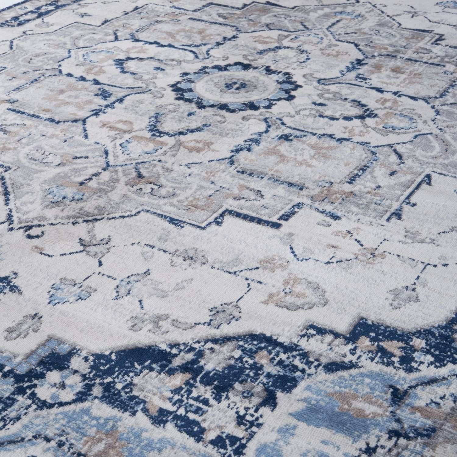 Living Room Rug Moroccan Design In Blue