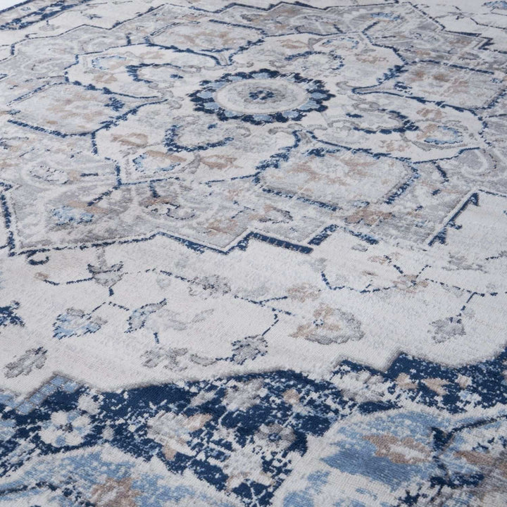 Living Room Rug Moroccan Design In Blue