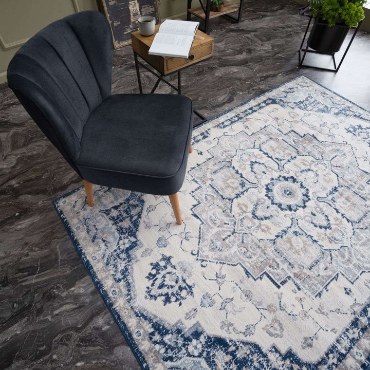 Living Room Rug Moroccan Design In Blue