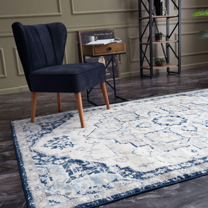 Living Room Rug Moroccan Design In Blue
