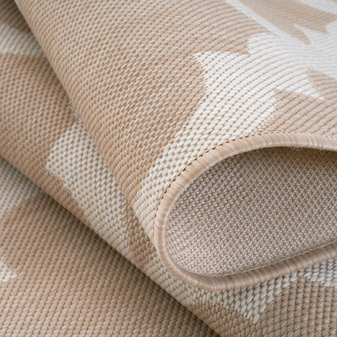 Beige Trellis Design Outdoor Rug for Garden & Patio