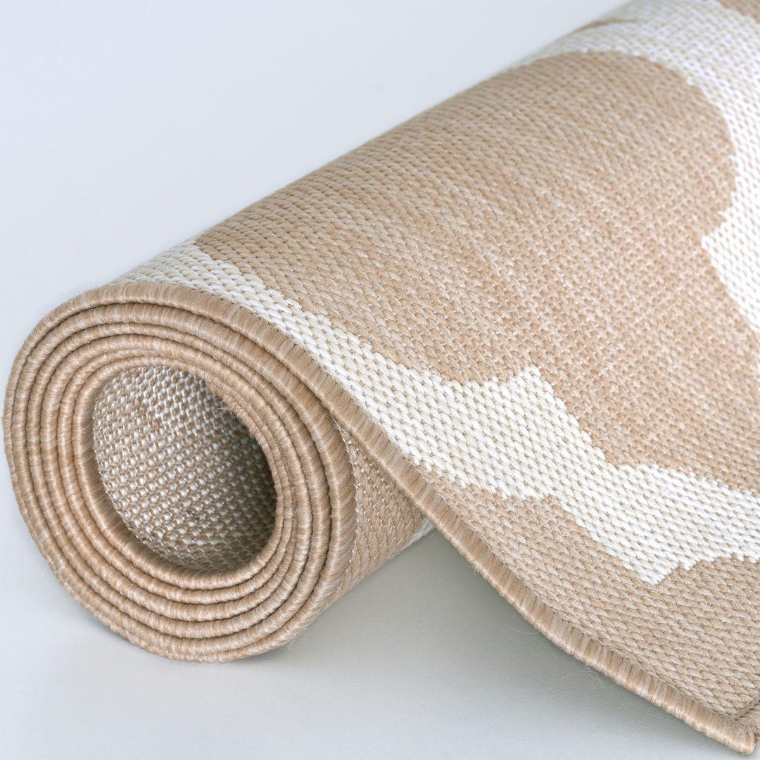 Beige Trellis Design Outdoor Rug for Garden & Patio