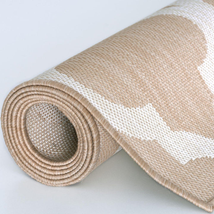Beige Trellis Design Outdoor Rug for Garden & Patio