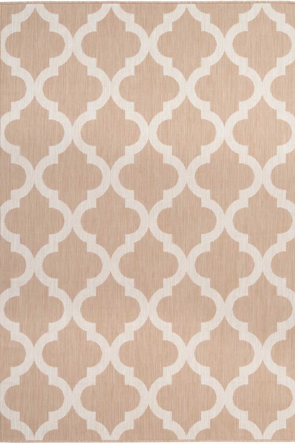 Beige Trellis Design Outdoor Rug for Garden & Patio