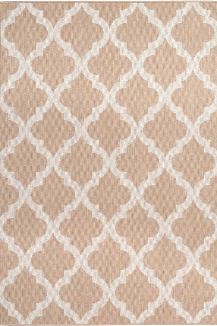 Beige Trellis Design Outdoor Rug for Garden & Patio