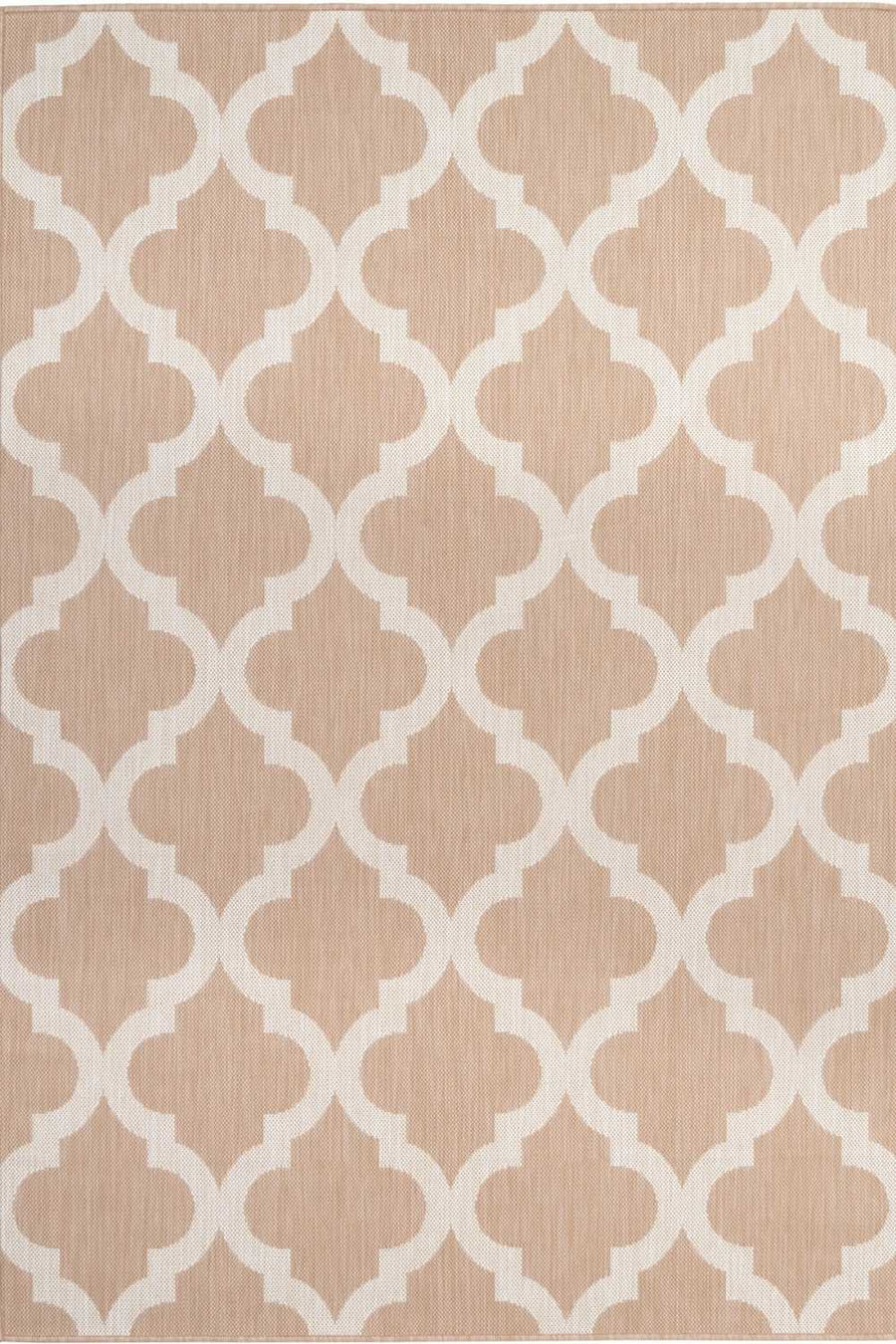 Beige Trellis Design Outdoor Rug for Garden & Patio