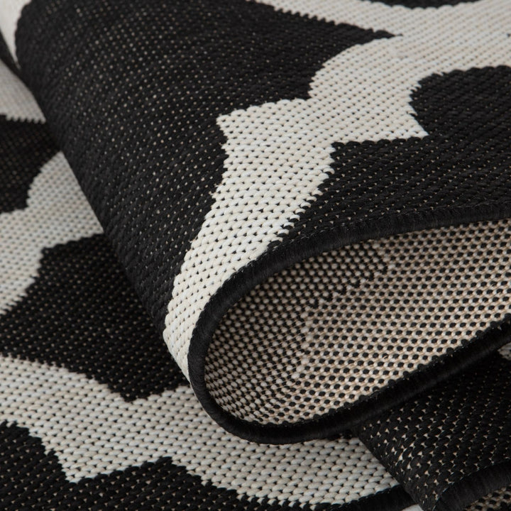 Black Trellis Design Outdoor Rug for Garden & Patio