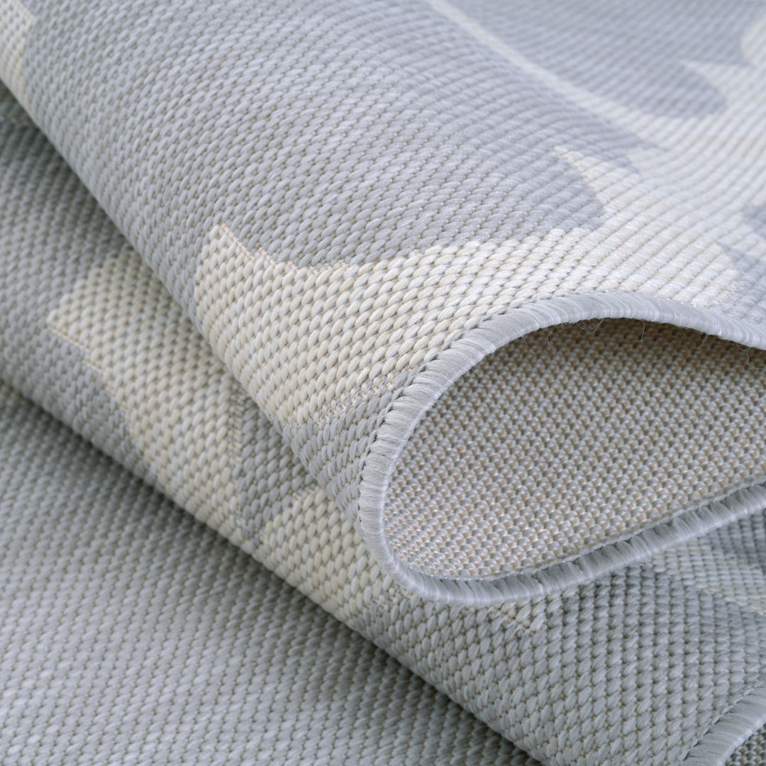 Grey Trellis Design Outdoor Rug for Garden & Patio