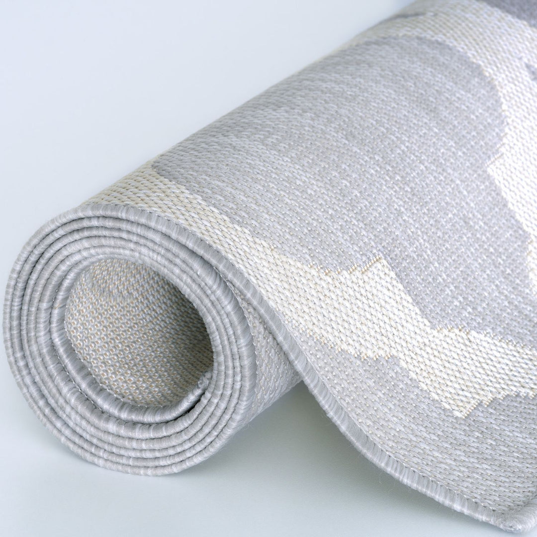 Grey Trellis Design Outdoor Rug for Garden & Patio