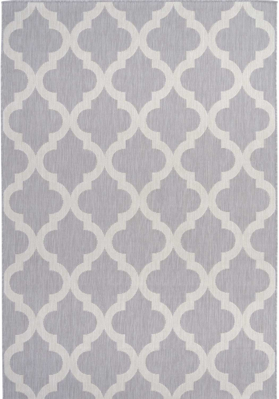 Grey Trellis Design Outdoor Rug for Garden & Patio