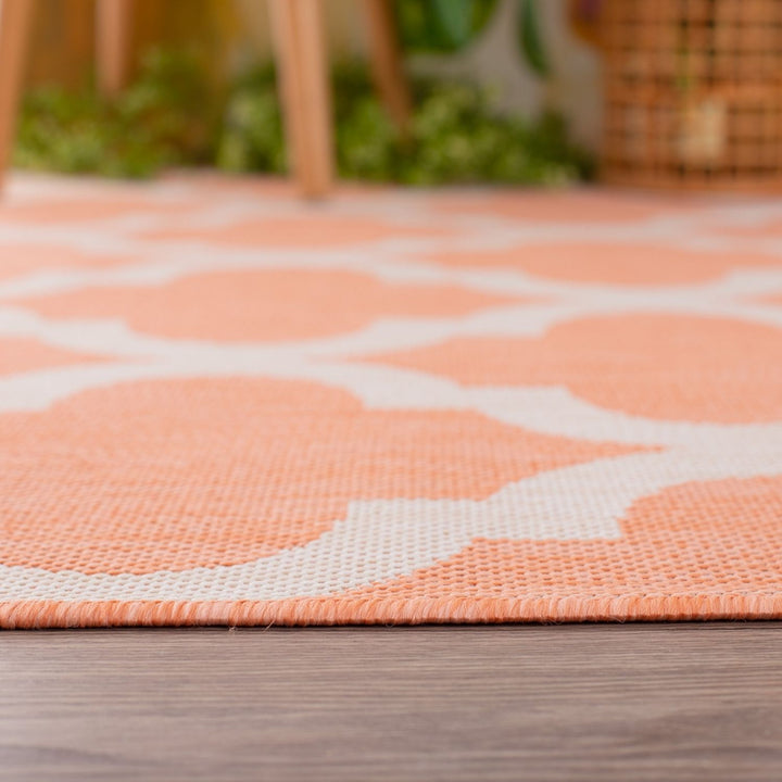 Orange Trellis Design Outdoor Rug for Garden | The Rugs