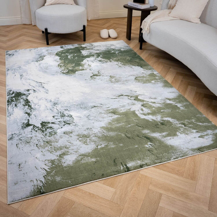 Elaris Abstract Green Rug, abstract design, non-shedding, easy to clean, eco-friendly|The Rugs
