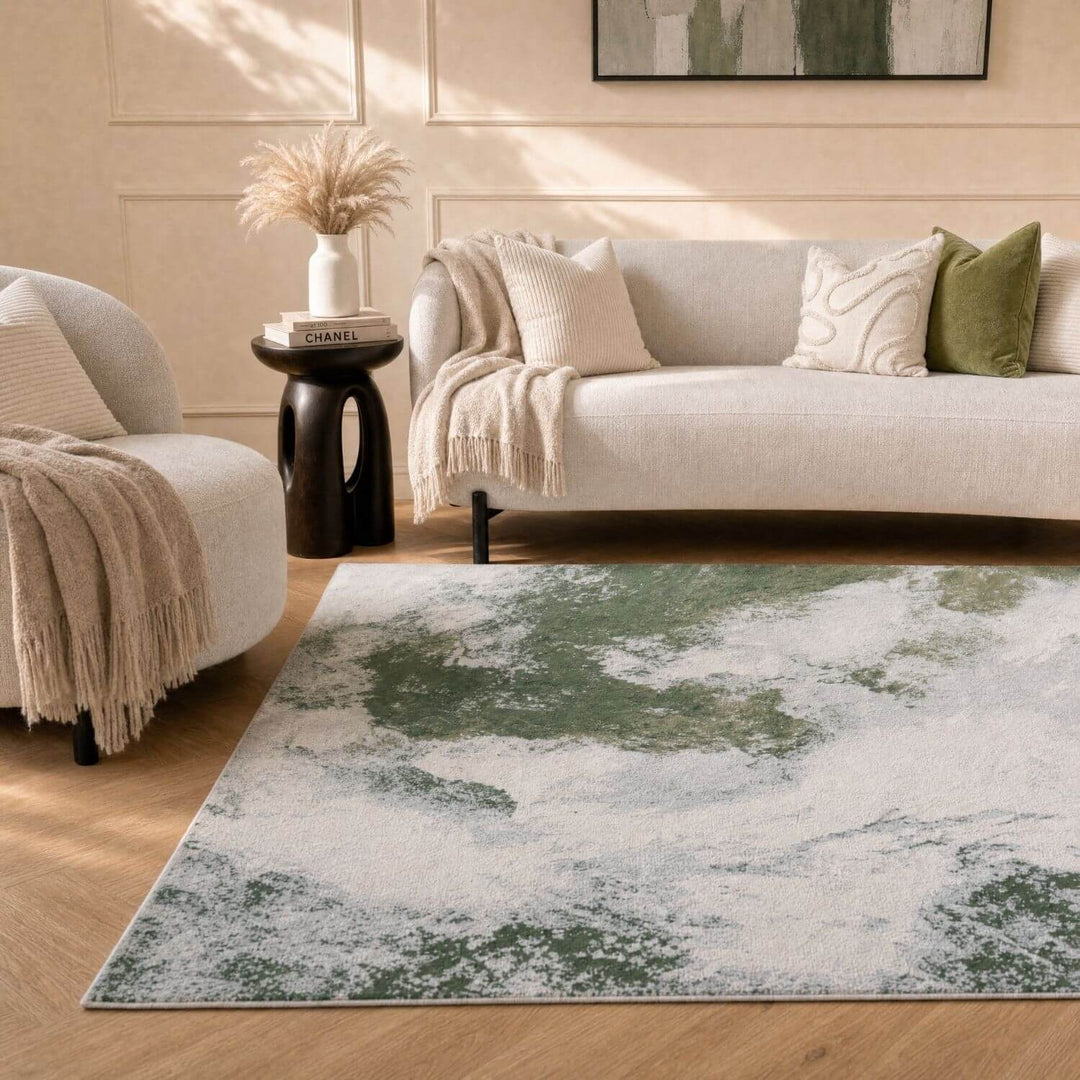 Elaris Abstract Green Rug, abstract design, non-shedding, easy to clean, eco-friendly|The Rugs