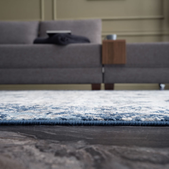 Living Room Rug Vintage Design in Blue Exclusive Elegant Pattern