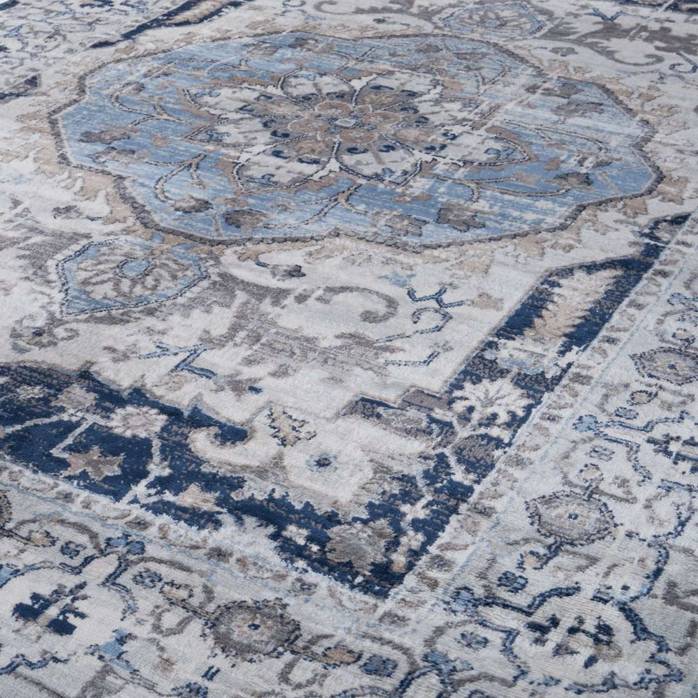 Living Room Rug Bordered Medallion Design