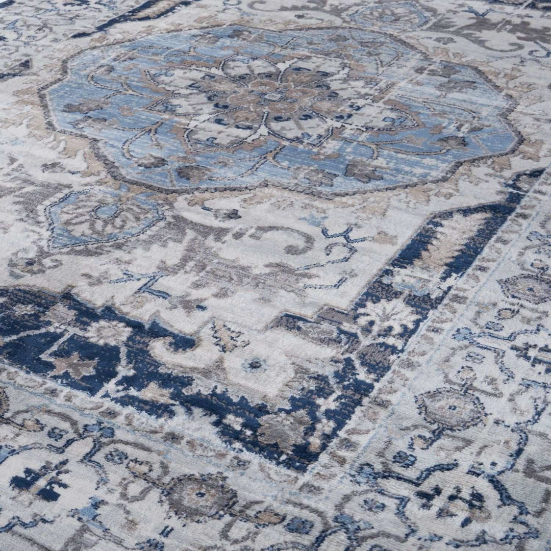 Living Room Rug Bordered Medallion Design
