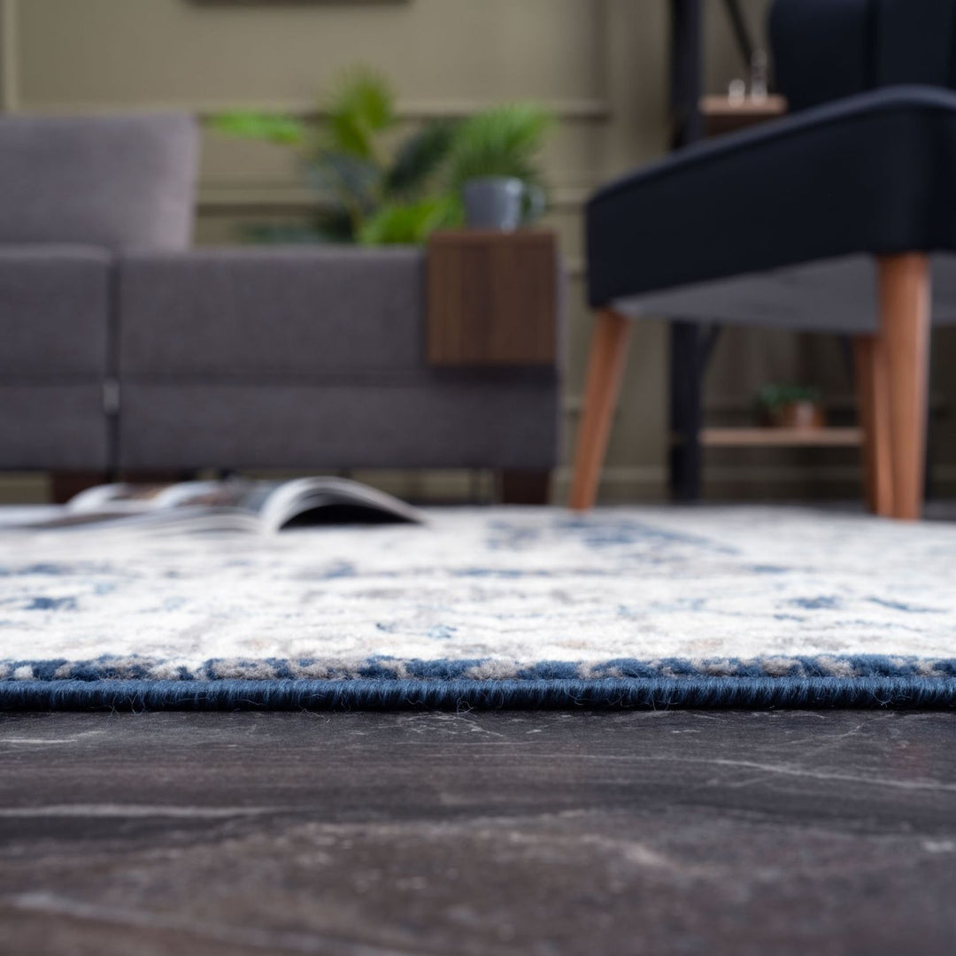Living Room Rug Bordered Medallion Design