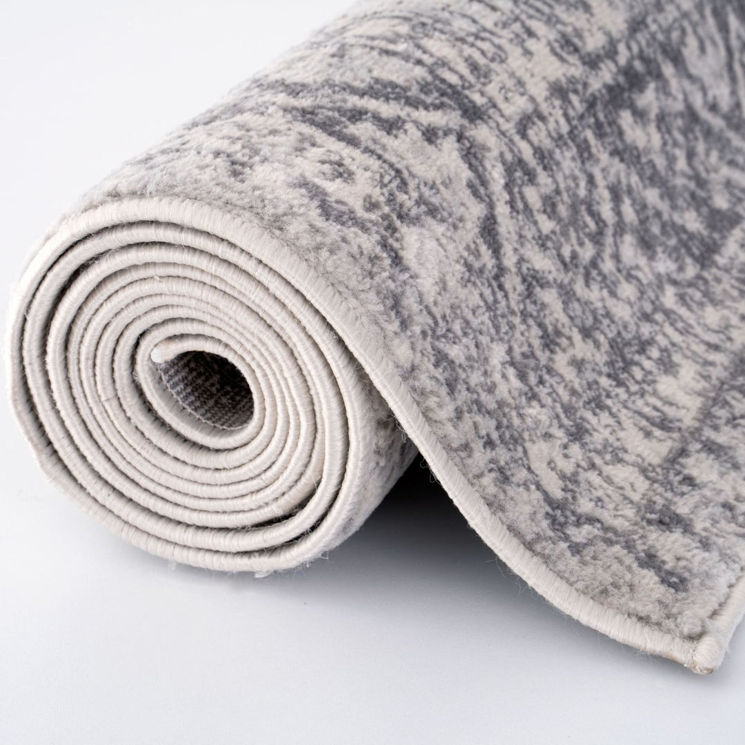 Grey Oriental Design Living Room Rug