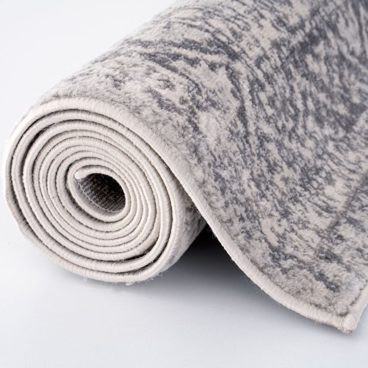 Grey Oriental Design Living Room Rug