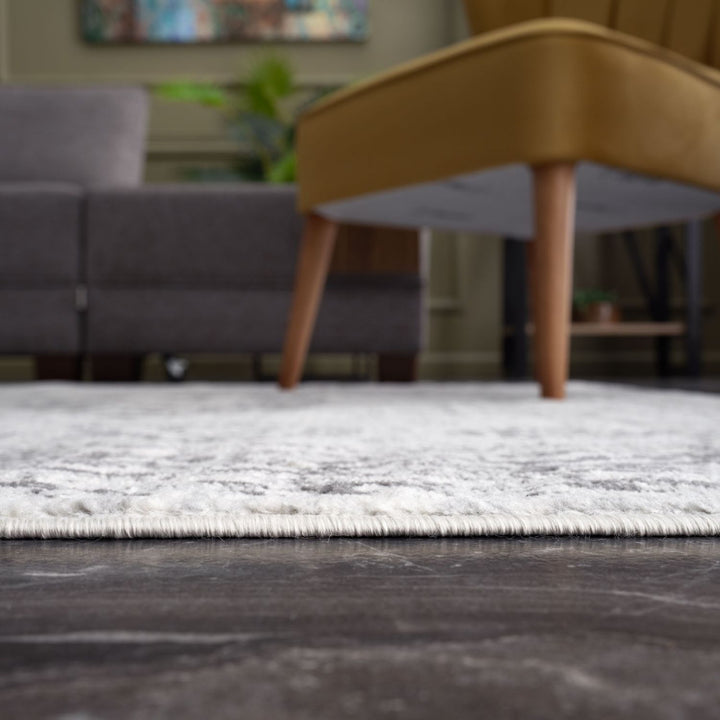 Grey Oriental Design Living Room Rug